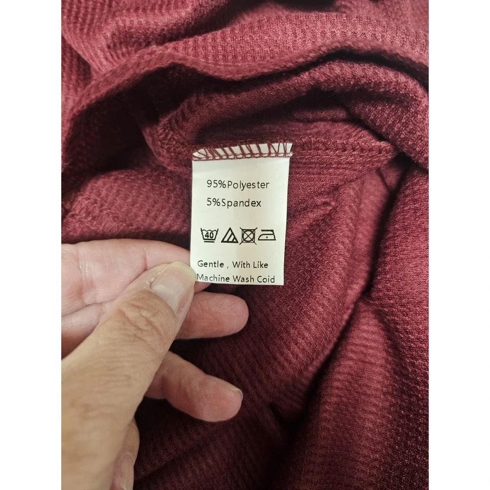 NWT Mens Coofandy Mens XXL 2XL Thermal Knit Pullover Burgundy Button